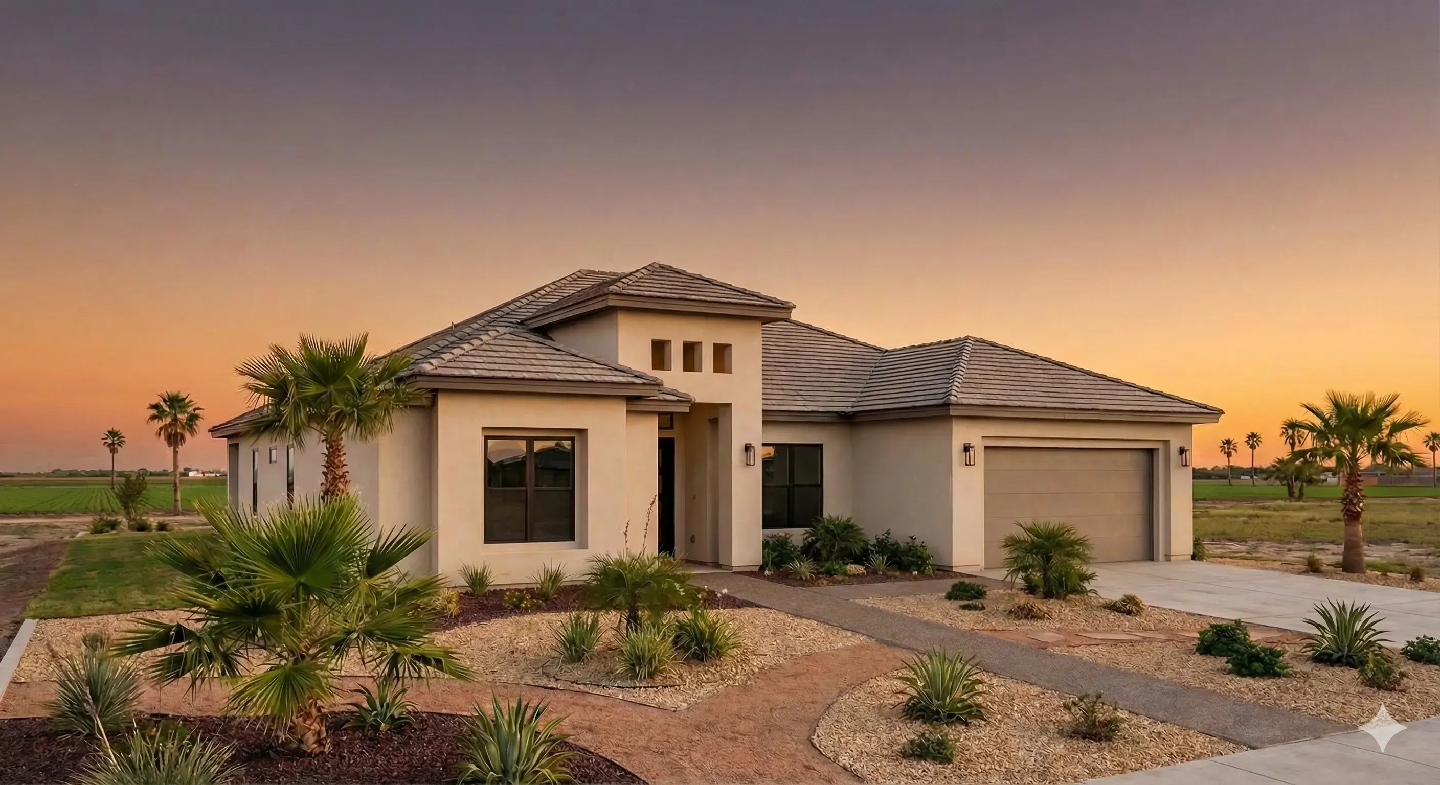 Luxury home exterior at dusk